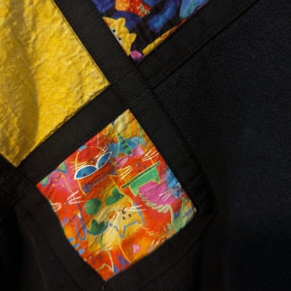Vintage Cat Patchwork Quilted Sweatshirt Dopamine Dressing Jerzees XL 90's - Picture 8 of 10